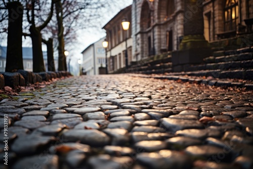 Cobblestone Charm: Photograph decor against a backdrop of cobblestone pathways.