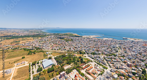 Alexandroupolis, Greece. Panorama of the city and port. Summer day. Aerial view photo