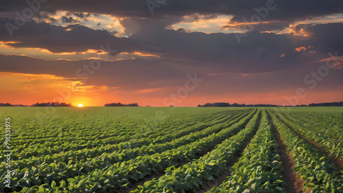 Soybean field at sunset © fahad