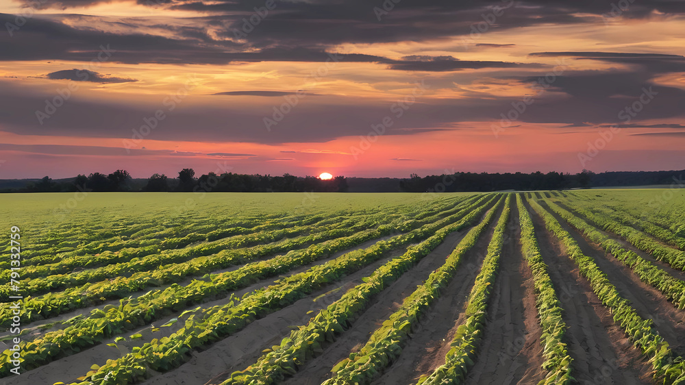 Soybean field at sunset Soybean field at sunset