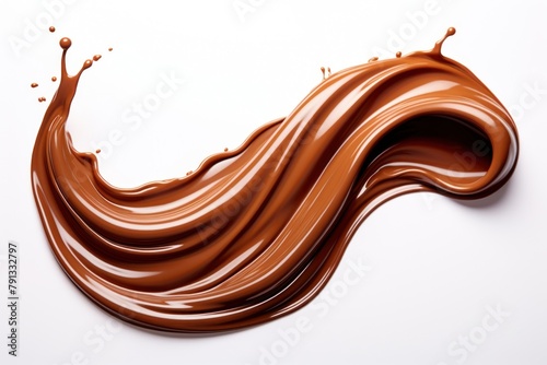 Chocolate Liquid Swirl on White Background. Generative AI photo