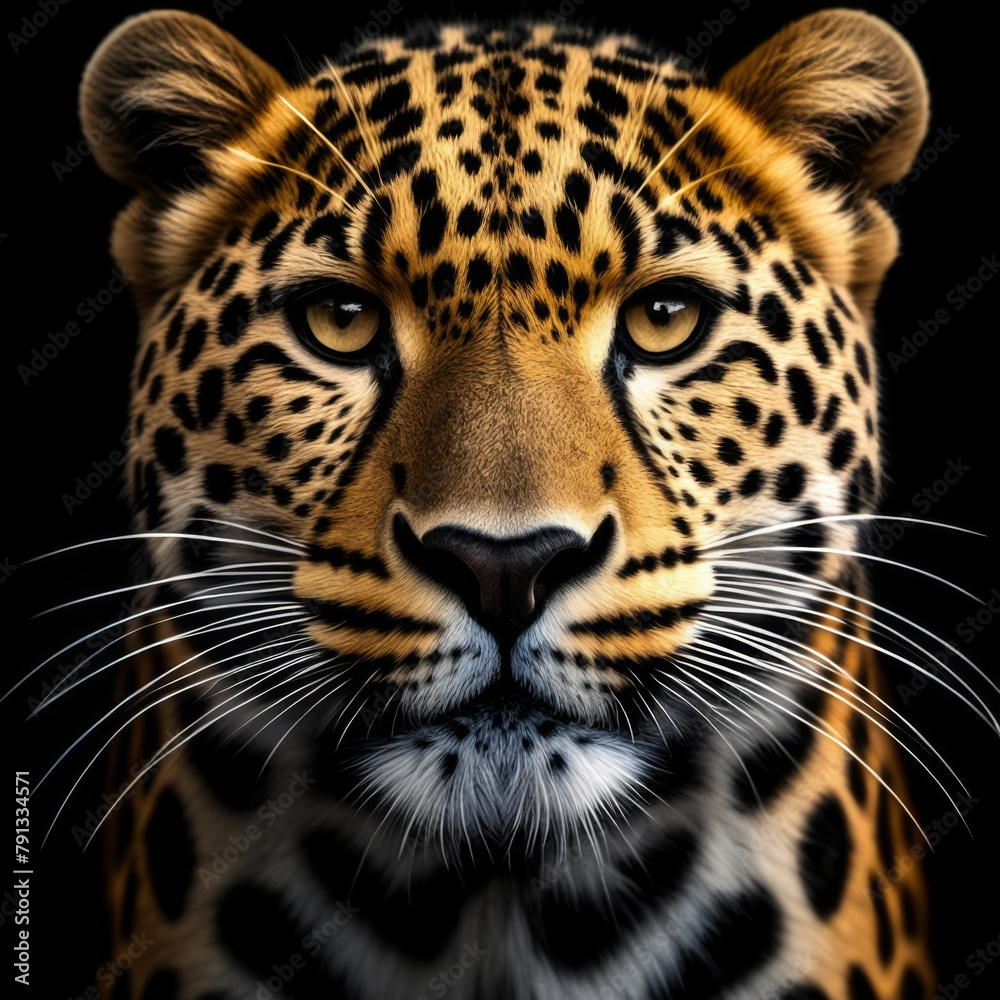 Obraz premium Leopard portrait in front of a black background - 3d render