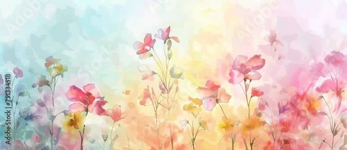 Panel kuchenny z motywem Abstract watercolor background with colorful wildflowers