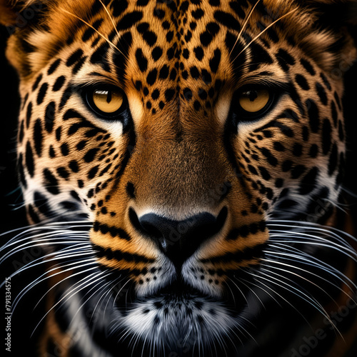 Leopard portrait in front of a black background - 3d render © Steve