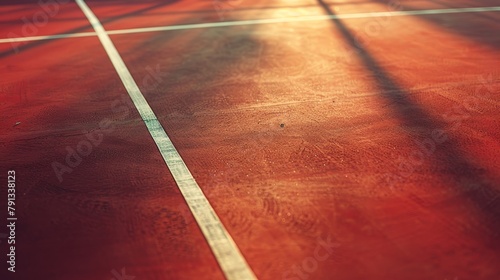 Close-Up View of a Tennis Court Surface During Golden Hour Sunlight