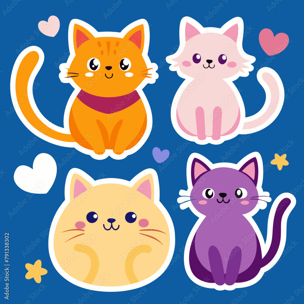 Fototapeta premium set of cartoon cats