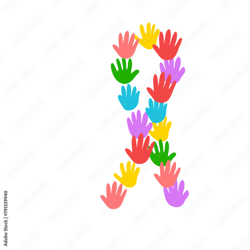 Autism colorful hand ribbon