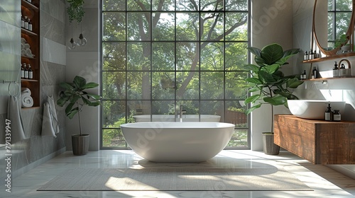 Bathroom. Scandinavian Style  Clean Lines and Natural Light