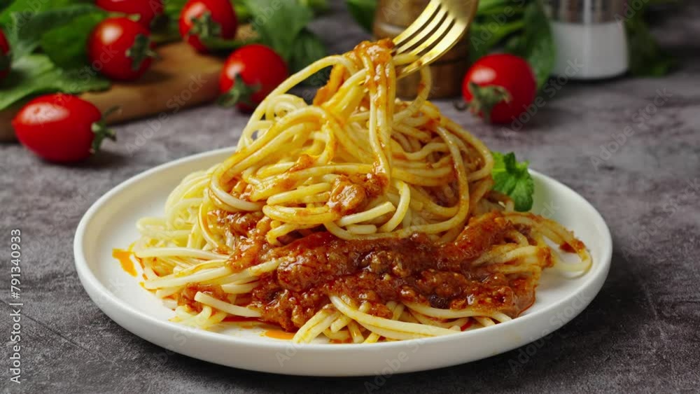 Traditional pasta spaghetti in plate on table. Traditional pasta spaghetti in plate on table.