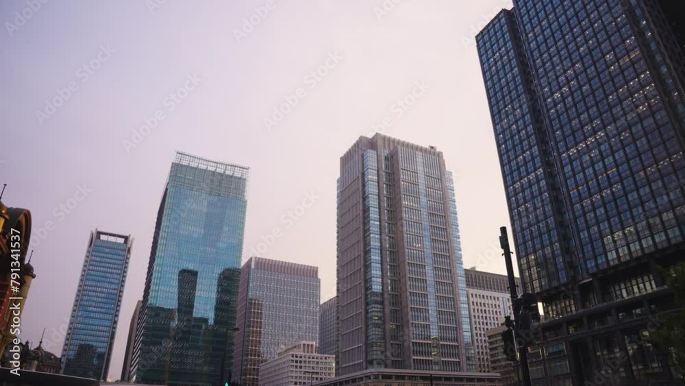 Tokyo City Establishing Shot at Tokyo Station Marunouchi Square, Early Evening Tokyo City Establishing Shot at Tokyo Station Marunouchi Square, Early Evening