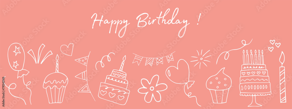 Happy birthday doodle doodles for frame print design. Banner background. Symbol, icon, creative. Holiday card. Line drawing. Happy birthday doodle doodles for frame print design. Banner background. Symbol, icon, creative. Holiday card. Line drawing.