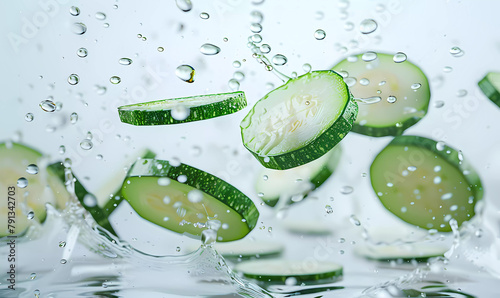 Zucchini  vegetables banner with water drops, generated ai © weissdesign