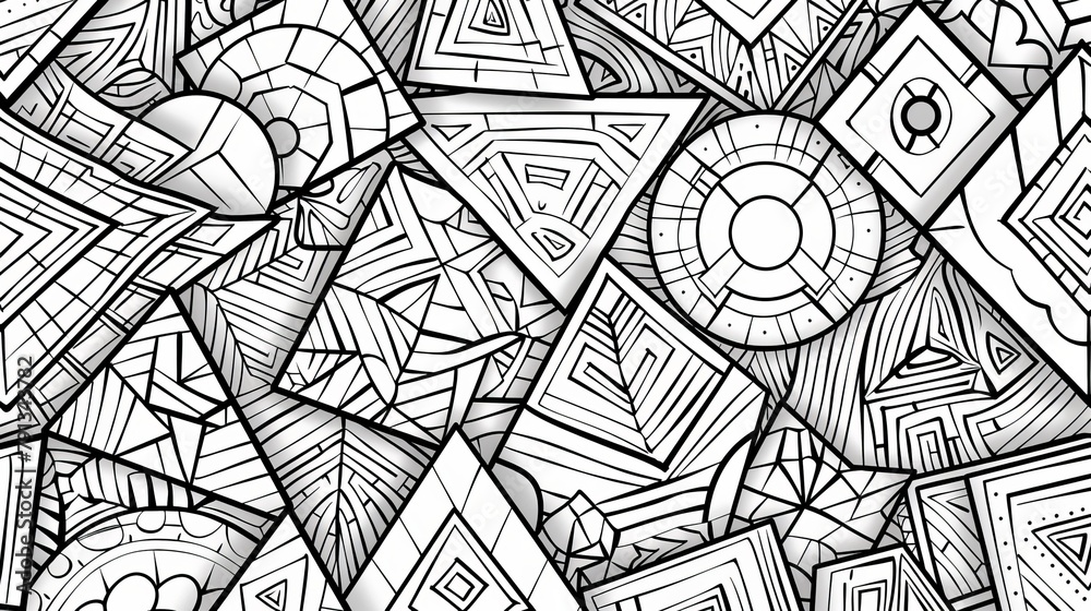 Patterns (seamless): A coloring book page with a seamless geometric pattern