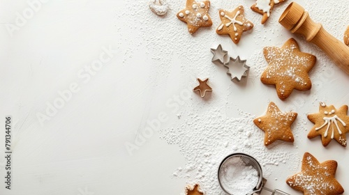 Close-up of cookie cutter and cookies on table © 2rogan