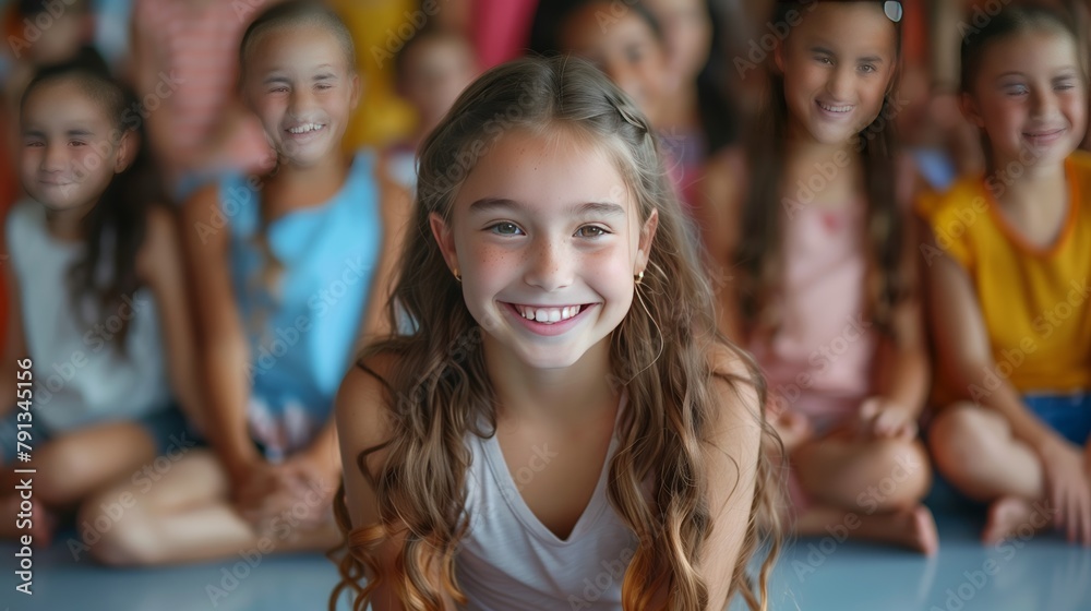 Fototapeta premium Happy Girl with Friends in a School Environment