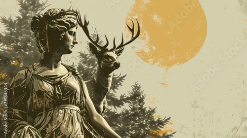 Artemis in Greek religion is the goddess of wild animals, the hunt, vegetation,chastity and childbirth. Artemis was the daughter of Zeus and Leto and the twin sister of Apollo