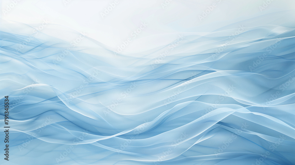 Soft, flowing blue fabric-like textures creating a serene and abstract wavy background