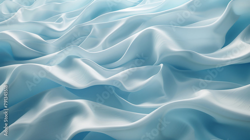 blue silk background, abstract waves of a silky blue fabric, creating a tranquil and smooth texture background