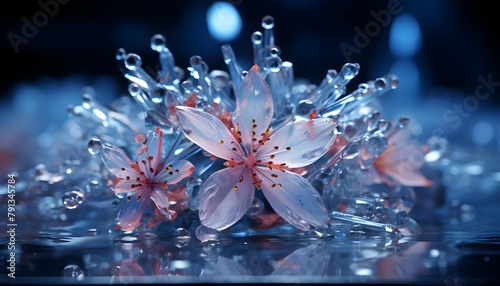 beautiful flower in water on a dark background, close-up