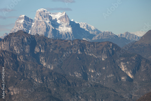 Dolomites seen from the Cansiglio area, Monte Pelmo in foreground