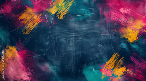 Chalkboard-inspired background with vibrant abstract strokes