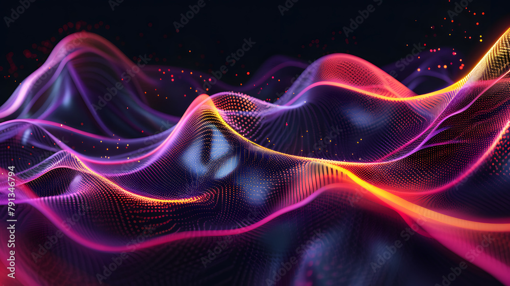 Fototapeta premium Abstract background with 3d fluid or smoke, neon colors on black background