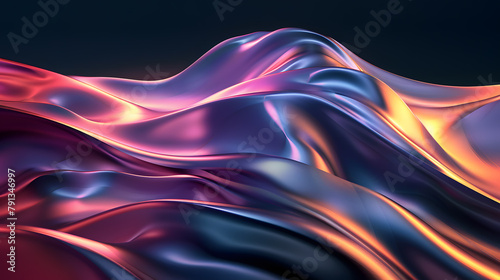 Abstract background with 3d fluid or smoke, neon colors on black background