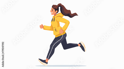 Smiling active woman jogging vector flat illustration © Aina