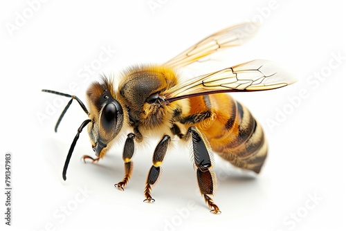Africanized bee killer bee isolated on white photo