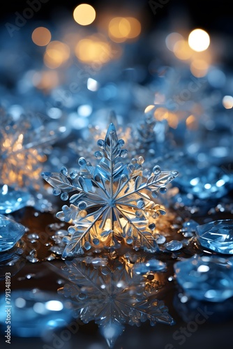 Snowflakes on a dark background. Christmas and New Year background