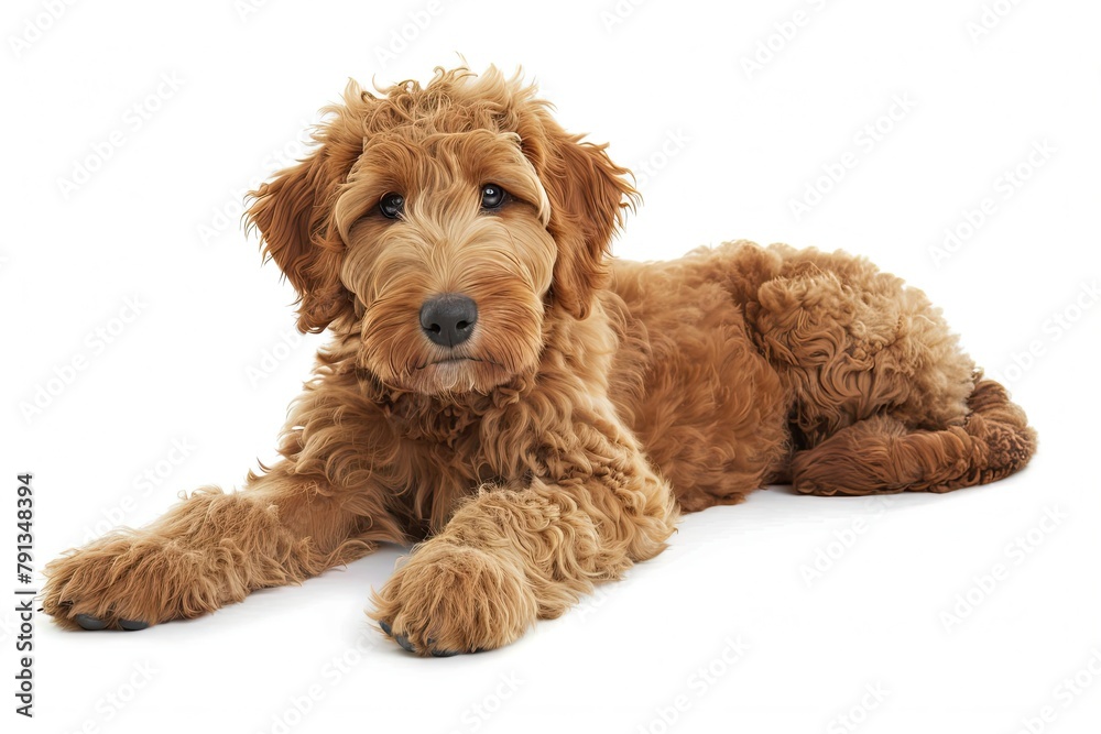 Airedoodle isolated on white