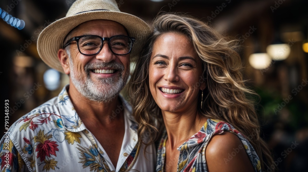 Portrait of smiling couple looking at camera while standing together in cafe Portrait of smiling couple looking at camera while standing together in cafe