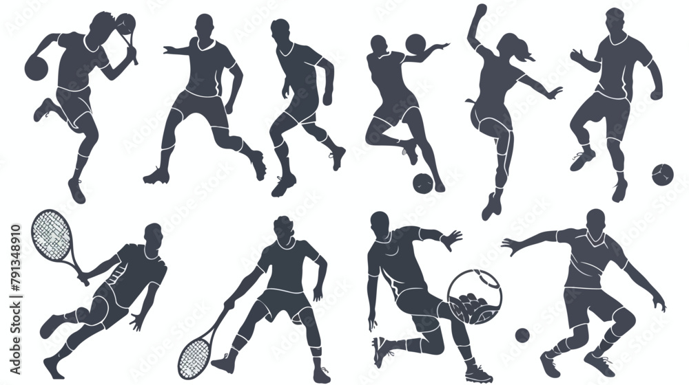 Sports football tennis icon silhouette. Sports vector