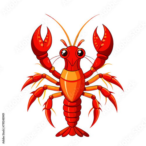 Lobster vector illustration. Cartoon isolated red crawfish, whole underwater crayfish with claws and tail, sea crustacean animal and exotic luxury lobster meal for delicatessen restaurant menu