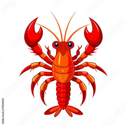 Lobster vector illustration. Cartoon isolated red crawfish, whole underwater crayfish with claws and tail, sea crustacean animal and exotic luxury lobster meal for delicatessen restaurant menu