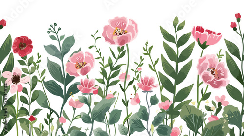 Spring flower Green and pink with white background Ha