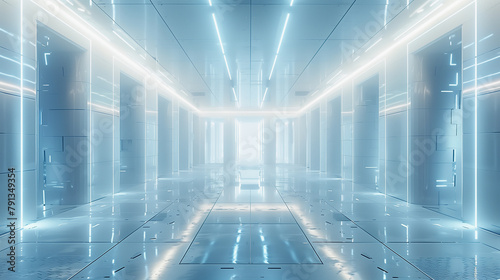 blue corridor with light