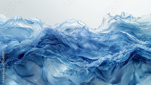 water wave, water flow in soothing blue and white