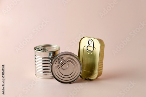 Three Shape Food Can on Pink Background