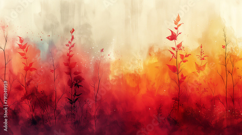 Bright abstract painted background in warm colors