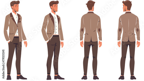 Stylish man dressed in elegant suit creation set or D