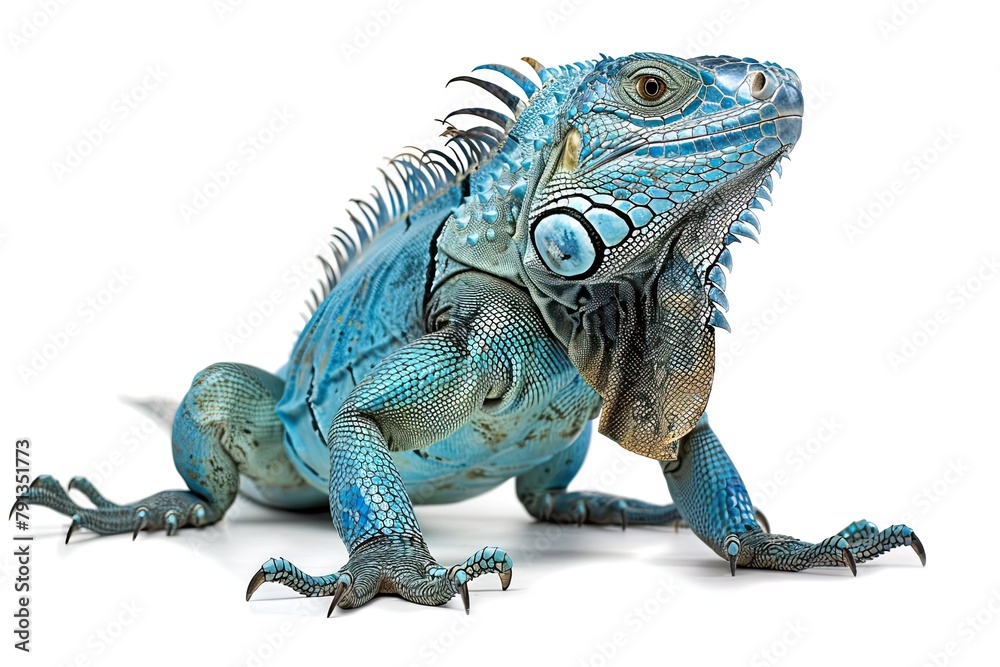 Blue Iguana isolated on white