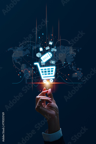 Digital modern online shopping and e-commerce concept, The modern interface online shopping digital futuristic.