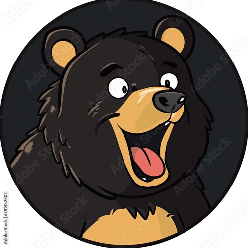  circular logo of a cartoon Bear with his tongue sticking out