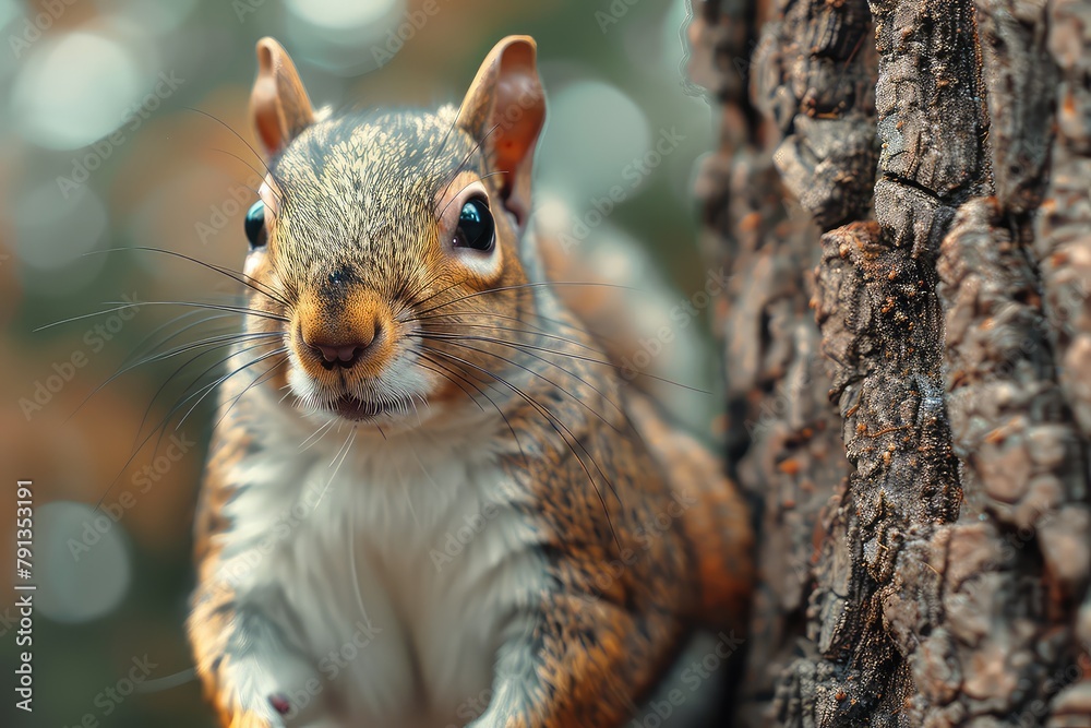 A funny curious squirrel in a city park looks straight into the camera. Close-up portrait. Amidst the urban chaos, a squirrel's innocence shines through its direct gaze. A funny curious squirrel in a city park looks straight into the camera. Close-up portrait. Amidst the urban chaos, a squirrel's innocence shines through its direct gaze.