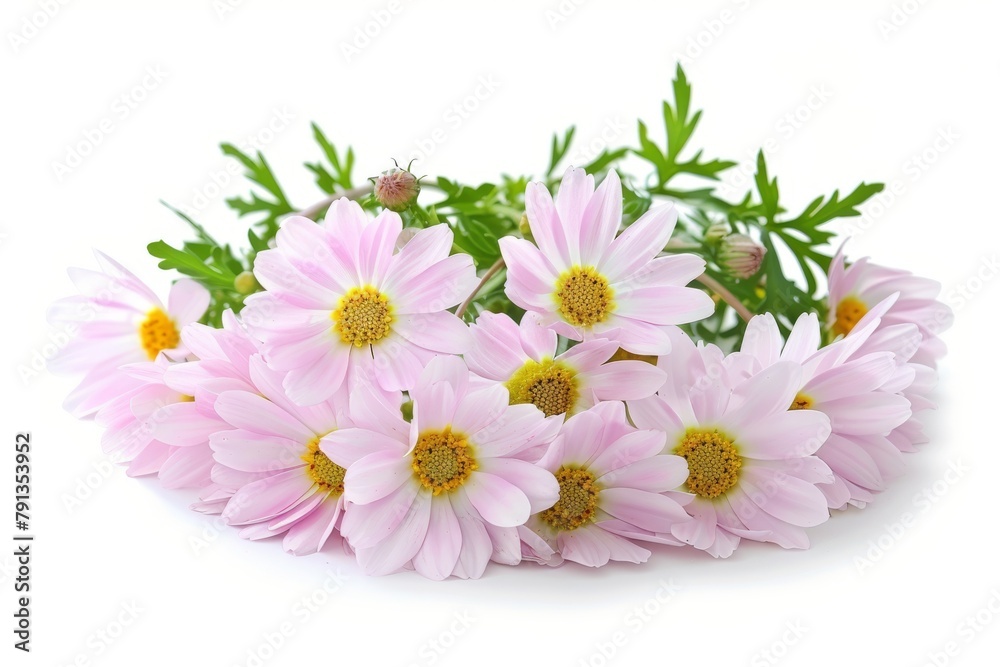 Fototapeta premium Colorful Wildflowers Arranged on White Background