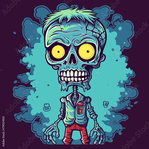 Принти на полотні Psychedelic zombie skull design tshirt design vector
