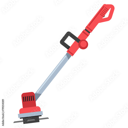 String trimmer with blade vector cartoon illustration isolated on a white background. © Roi_and_Roi