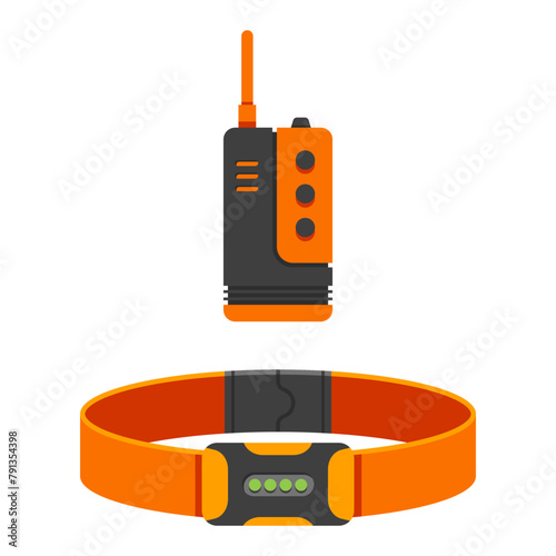 Dog shock collar with remote vector cartoon illustration isolated on a white background.