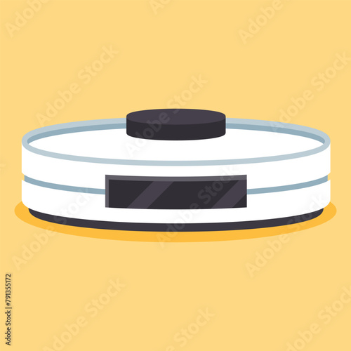 Robot vacuum cleaner with humidifier spray vector cartoon illustration isolated on background.